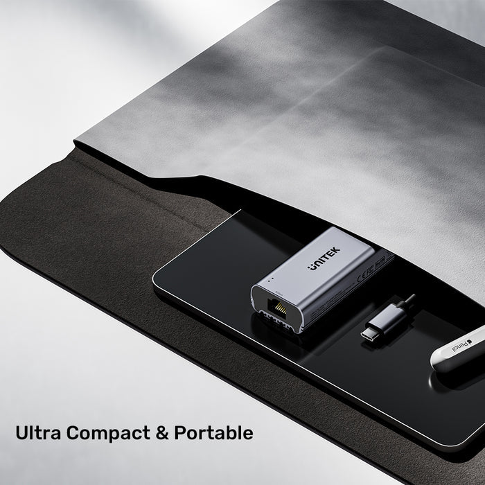 محول إيثرنت UNITEK USB-C إلى 5 جيجابت في الثانية - محول شبكة محلية سلكي عالي السرعة مع اتصال USB-C، ميزة التوصيل والتشغيل