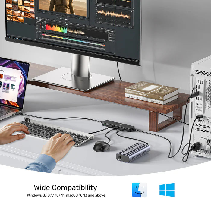 UNITEK 10Gbps USB KVM Switch Hub, Dual PC USB Sharing Device with 3 USB-A Ports, One-Button Switching, High-Speed Data Transfer, Plug & Play