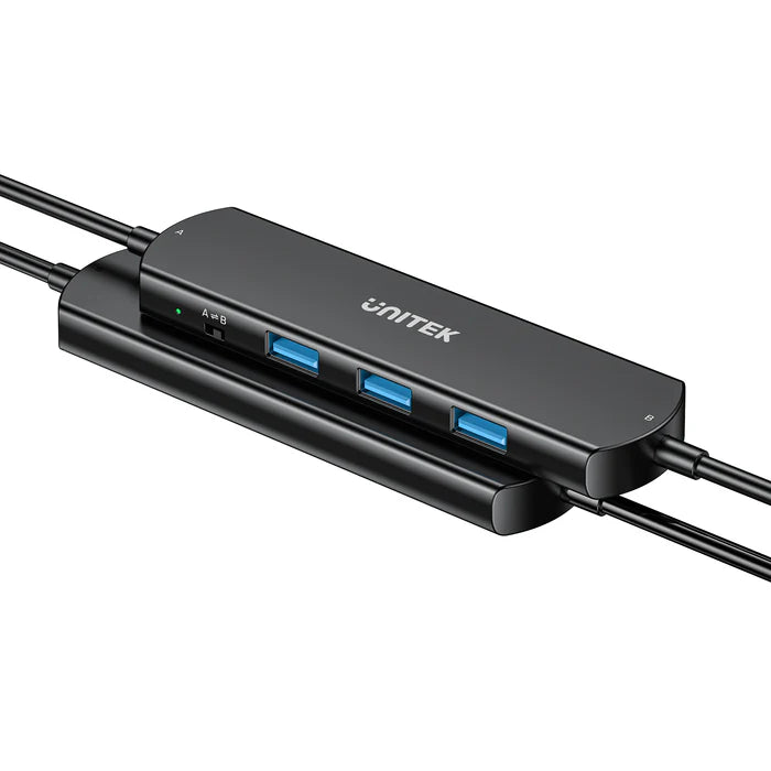 UNITEK 10Gbps USB KVM Switch Hub, Dual PC USB Sharing Device with 3 USB-A Ports, One-Button Switching, High-Speed Data Transfer, Plug & Play