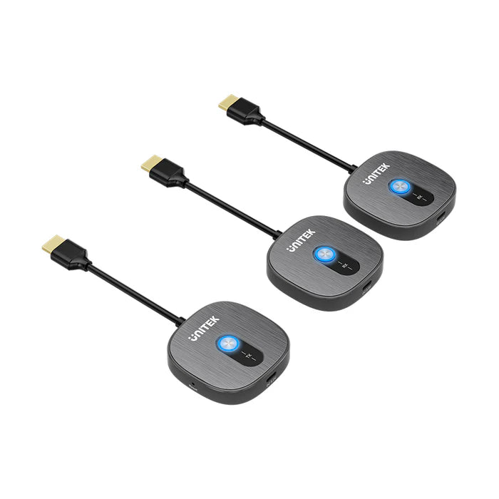 مرسل HDMI لاسلكي ومستقبلان مزدوجان من UNITEK، دقة كاملة 1080P بمعدل تحديث 60 هرتز، مدى 50 متر / 165 قدم، توصيل وتشغيل