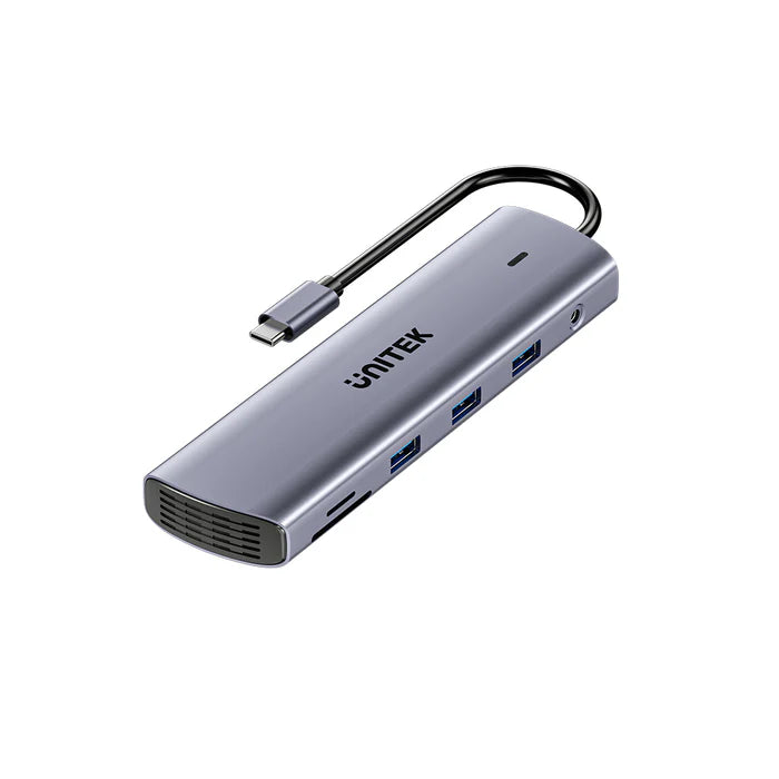 محور USB-C من UNITEK 11 في 1 (uHUB U11+)، محطة إرساء بشاشتين مع منفذي 4K HDMI، VGA، شحن بقوة 100 واط، إيثرنت، USB 3.0، وقارئ بطاقات SD/TF لأجهزة اللابتوب