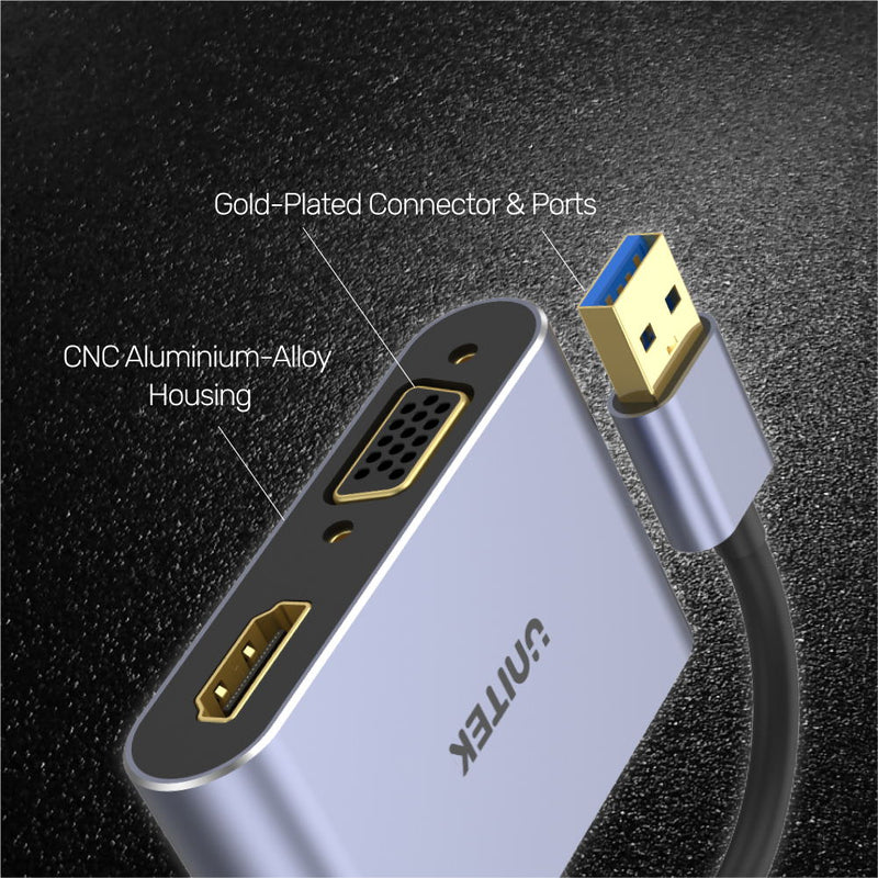 محول UNITEK USB 3.0 إلى HDMI و VGA