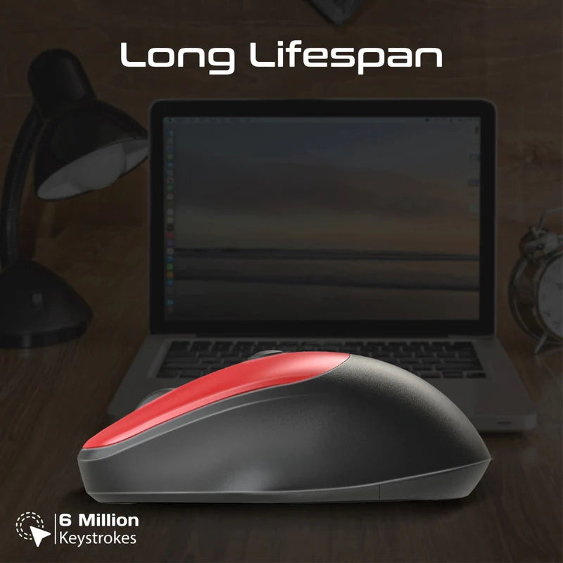 Promate Wireless Mouse, EZGrip Ergonomic Ambidextrous 2.4GHz Mice, Adjustable 1600DPI, 6 million Keystrokes, Nano USB Receiver, 10m Range, 120-hour Working Time for Laptops, PC