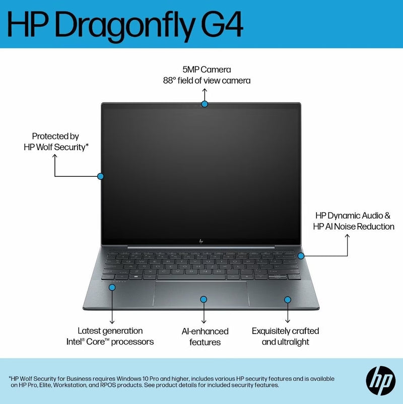 HP Dragonfly LAPTOP  Touchscreen 13.5" - Core i7-1355U EVO - 16GB RAM - 1TB SSD - Shared - WIN11 Pro