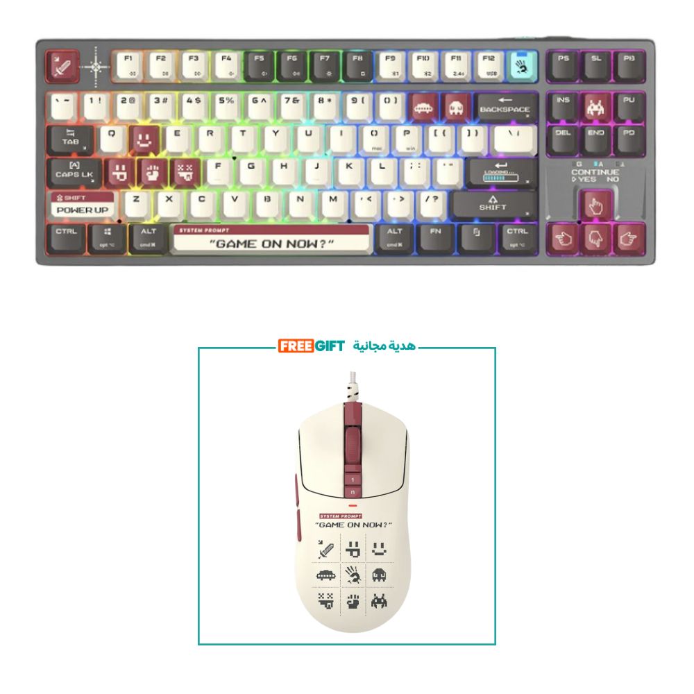 Bloody WS87 Dual-Core Wireless Mechanical Gaming Keyboard Pixels Red Bundle – FREE W72 Ultra Lightweight Gaming Mouse Pixels Red
