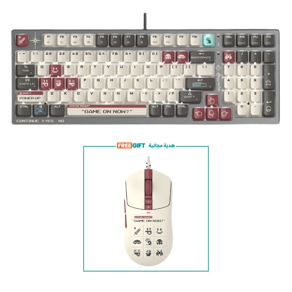 Bloody S98 (PIXEL) BLMS Mechanical Gaming Keyboard Pixels Red Bundle – FREE W72 Ultra Lightweight Gaming Mouse Pixels Red