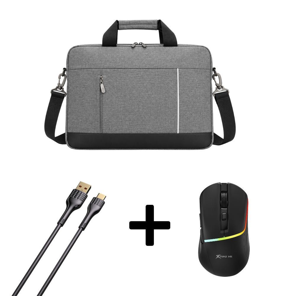 ECLIPS 15.6" Laptop Bag + Mouse & Data Cable Bundle