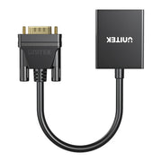 محول UNITEK من VGA إلى HDMI، محول VGA إلى HDMI بدقة 1080P كاملة عند 60 هرتز، توصيل وتشغيل، دعم الصوت، يعمل بالطاقة عبر مايكرو USB، للحواسيب الشخصية، اللابتوب، الشاشات والتلفاز