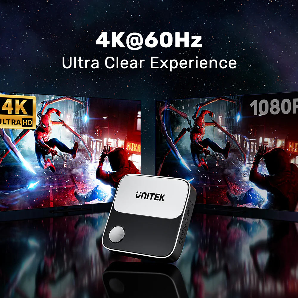 UNITEK V1162B01 Wireless Screen Mirroring Device – 4K@60Hz HDMI Dongle, Dual-Band WiFi, USB-Powered, Up to 8 m Range