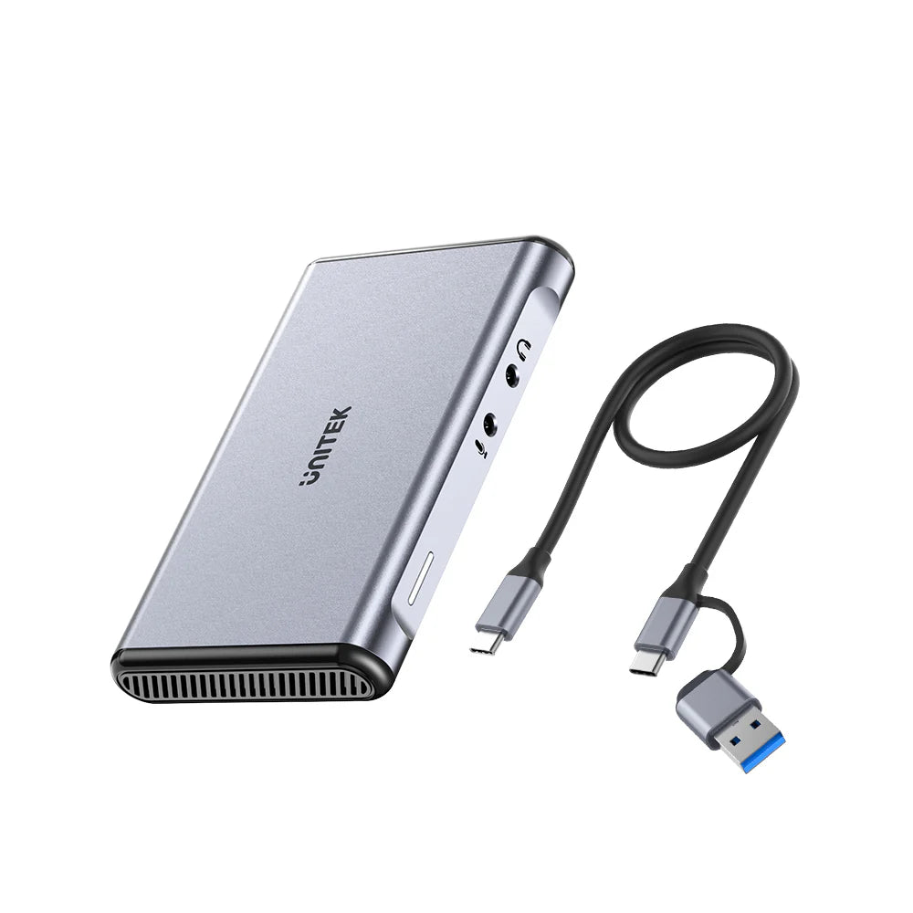 بطاقة التقاط فيديو UNITEK بدقة 4K بمعدل 60 هرتز - مخرج HDMI مزدوج، منفذ USB-C بسرعة 5 جيجابت في الثانية، مدخل ميكروفون/صوت 3.5 مم، توصيل وتشغيل، متوافقة مع OBS وWindows وmacOS
