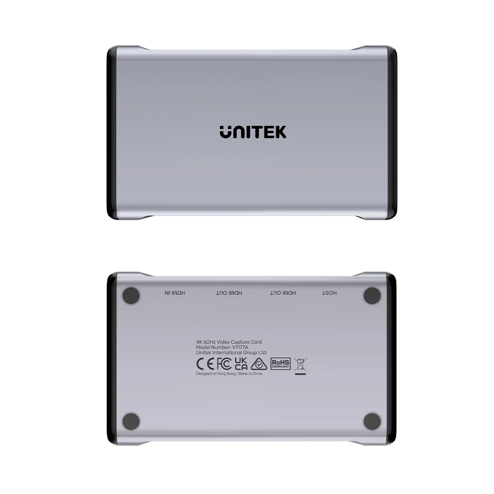 بطاقة التقاط فيديو UNITEK بدقة 4K بمعدل 60 هرتز - مخرج HDMI مزدوج، منفذ USB-C بسرعة 5 جيجابت في الثانية، مدخل ميكروفون/صوت 3.5 مم، توصيل وتشغيل، متوافقة مع OBS وWindows وmacOS