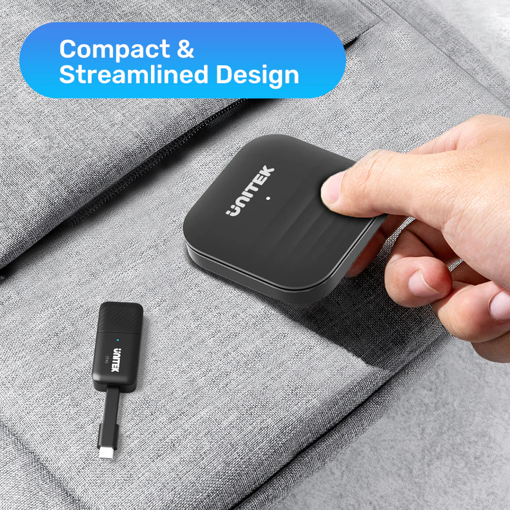 UNITEK USB-C Wireless HDMI Extender Kit – 50m Range, Full HD 1080p@60Hz, Plug & Play, Dual-Band 2.4G/5G, Compatible with Windows, macOS, Android, iOS