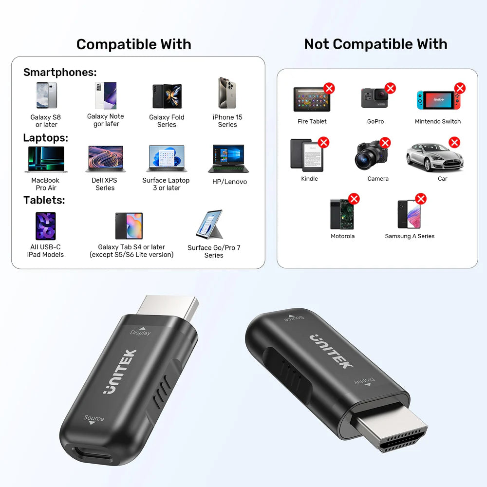 UNITEK USB-C to HDMI Adapter – 4K@60Hz, HDMI 2.0b, HDR, HDCP 1.4, Compact Design, Plug & Play, Compatible with USB-C/Thunderbolt 3/4 Devices