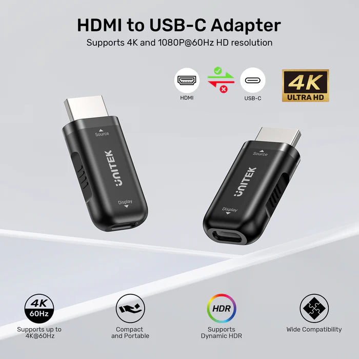 UNITEK HDMI to USB-C Adapter — 4K HDMI Video to USB-C Display Converter, Plug-and-Play, Portable Video Adapter