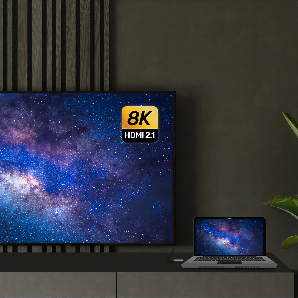 UNITEK V1416B 8K USB-C to HDMI 2.1 Adapter – 8K@60Hz, 4K@120Hz, HDR, HDCP 2.3, VRR, DSC 1.2a, Aluminium Housing, Plug & Play, 15cm Cable