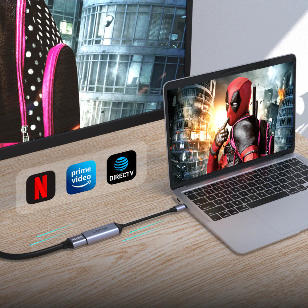 UNITEK V1416B 8K USB-C to HDMI 2.1 Adapter – 8K@60Hz, 4K@120Hz, HDR, HDCP 2.3, VRR, DSC 1.2a, Aluminium Housing, Plug & Play, 15cm Cable