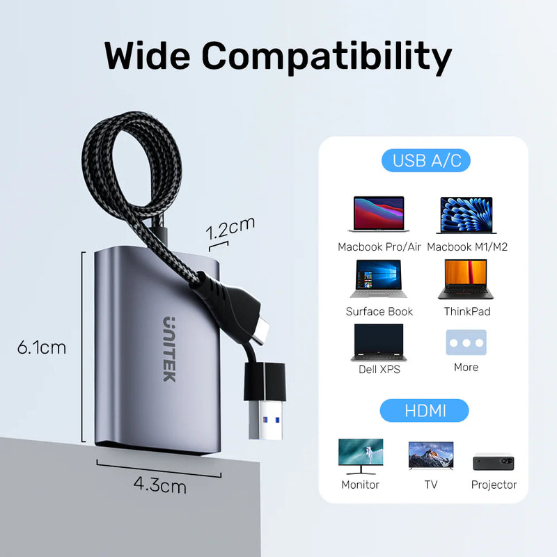 محول HDMI مزدوج USB C/A من UNITEK