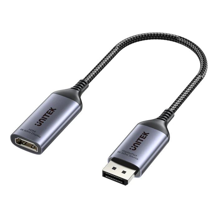 محول UNITEK من DisplayPort 8K إلى HDMI، محول DP 1.4 إلى HDMI 2.1، حتى 8K@60Hz، توصيل وتشغيل، دعم HDR والصوت، هيكل من الألمنيوم، للحاسوب الشخصي، اللابتوب، الشاشة والتلفاز