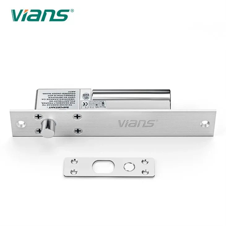 Vians VI-801T Fail-Safe Electric Bolt Lock, 12V DC, 800KG Holding Force, Adjustable 0/3/6/9s Time Delay, Door Access Control