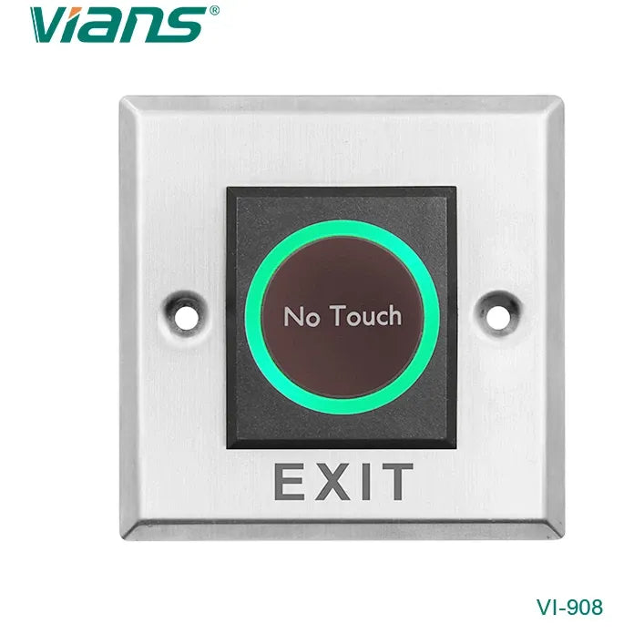 VIANS TK-908 Touchless Exit Button – Infrared Door Release, LED Indicator, NO/NC/COM Output, 12–24V DC