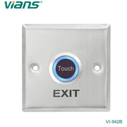 VIANS TK-942B Touchless Exit Button – Stainless Steel Panel, NO/NC/COM Output, 5–15cm Sensor Distance