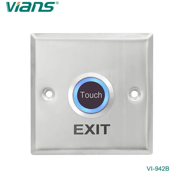 VIANS TK-942B Touchless Exit Button – Stainless Steel Panel, NO/NC/COM Output, 5–15cm Sensor Distance