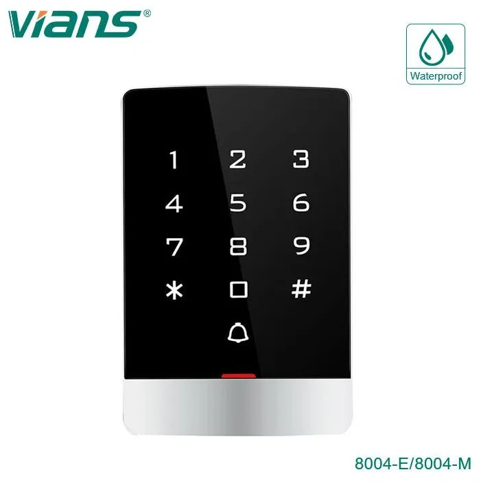نظام تحكم في الدخول بلوحة مفاتيح تعمل باللمس VIANS TK-8004E، قارئ بطاقات RFID بتردد 125 كيلوهرتز، يدعم 2000 مستخدم، مقاوم للماء بمعيار IP65، 12V DC