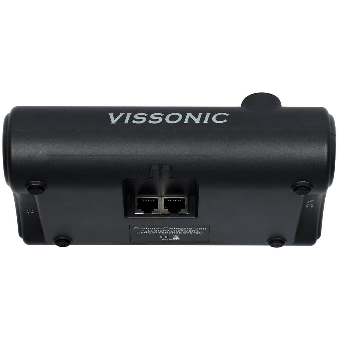 وحدة مندوب المناقشة الرقمية السلكية VIS-DCD-T CLEACON من VISSONIC مزودة بشاشة OLED ومقبس سماعة رأس مزدوج