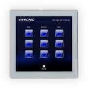 VISSONIC VIS-CK100 9-Button RS485 Control Panel for Retractable Screen & Mic, Programmable, 86 Box Mount, 5–36V DC