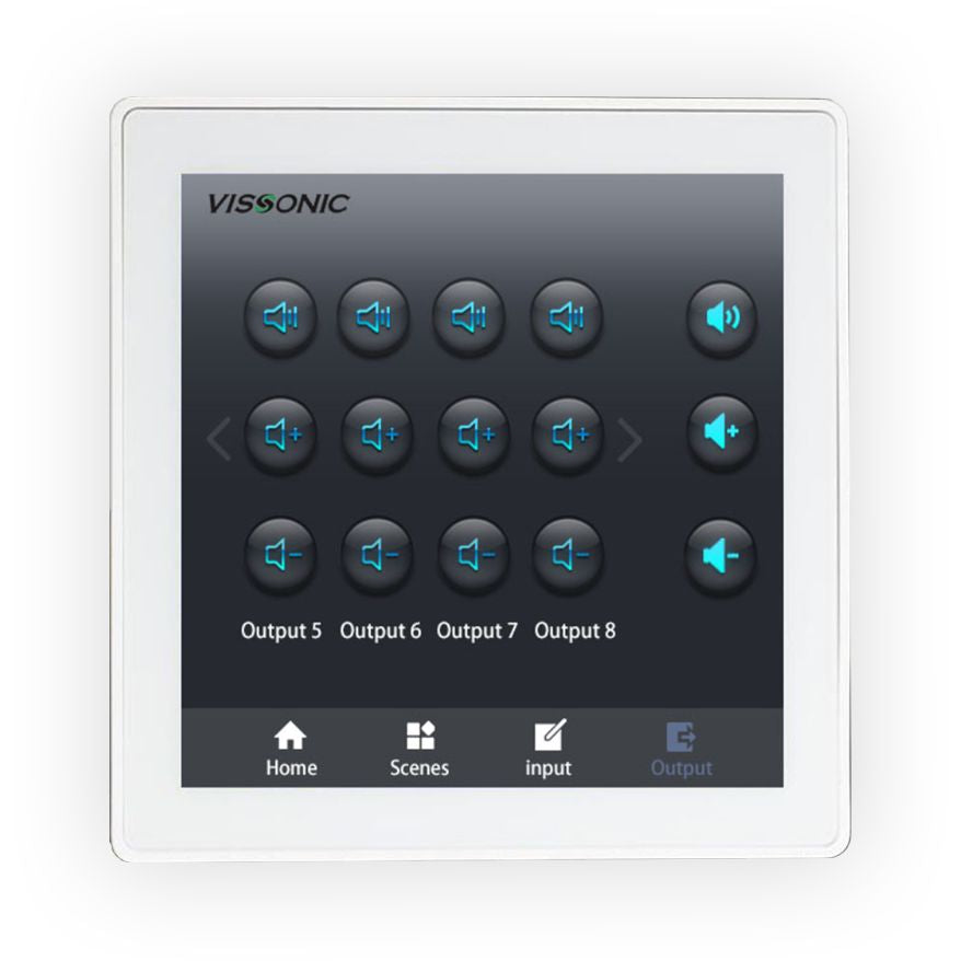 VISSONIC VIS-CK100 9-Button RS485 Control Panel for Retractable Screen & Mic, Programmable, 86 Box Mount, 5–36V DC