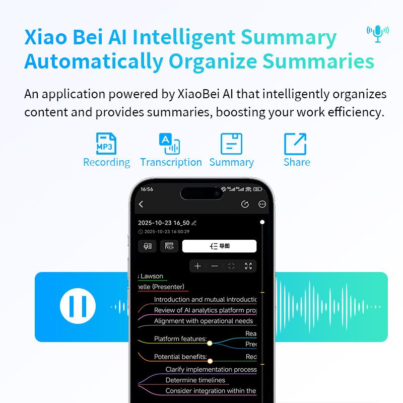 VORMOR M10 AI Voice Recorder, Smart Recording & Transcription, AI Summary, Multilingual Translation, Portable Digital Recorder