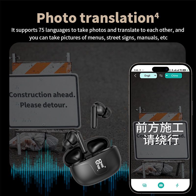 VORMOR V19 AI Translation Earbuds, 150 Languages, Real-Time Two-Way Translation, Bluetooth 5.4, Simultaneous Interpretation