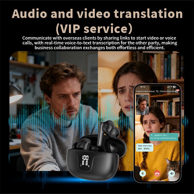 VORMOR V19 AI Translation Earbuds, 150 Languages, Real-Time Two-Way Translation, Bluetooth 5.4, Simultaneous Interpretation