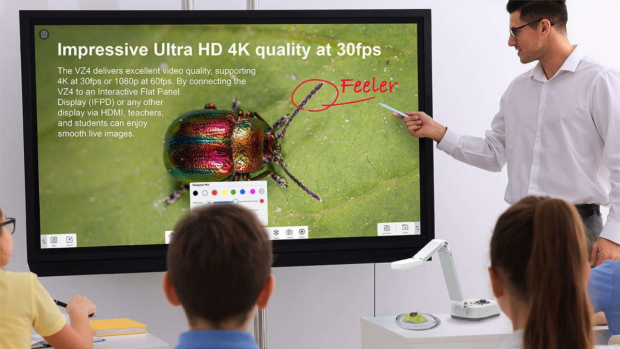 VIISAN VZ4 16MP USB Document Camera & Webcam 4K with HDMI/USB Dual Mode, 16X Digital Zoom, Capture Size A3, Built-in Microphone & LED, for Remote Work, Distance Teaching & Learning, Web Conferencing