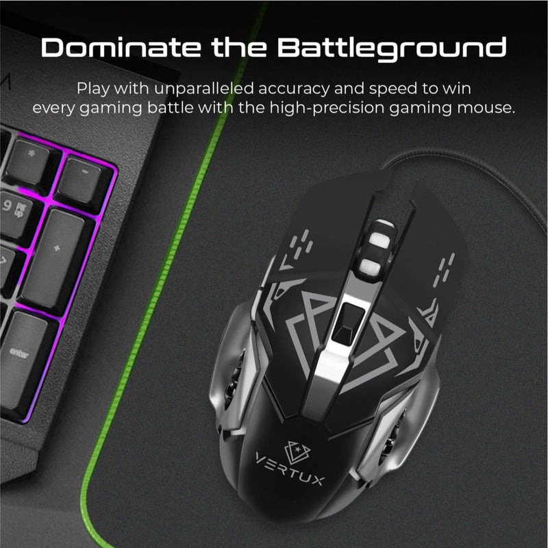 VERTUX Drago Precision Tracking Ergonomic Gaming Mouse