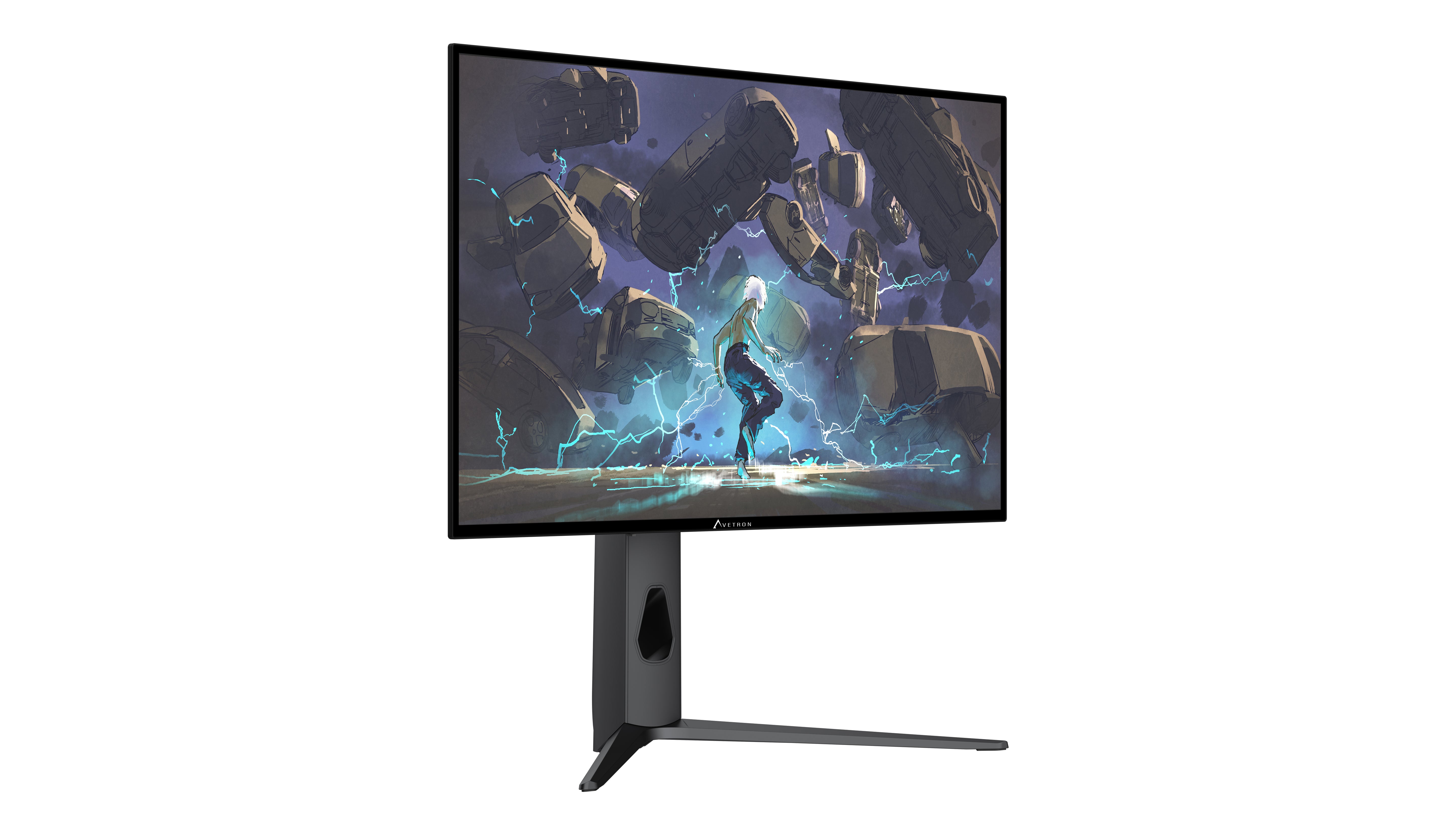 شاشة ألعاب Avetron G2729O مقاس 27 بوصة بتقنية OLED، دقة QHD 2560×1440، معدل تحديث 280 هرتز، زمن استجابة 0.03 مللي ثانية، تدعم HDR، منافذ HDMI 2.1 وDP 1.4 وUSB‑C بقدرة 65 واط PD، متوافقة مع FreeSync وG‑Sync، مع إضاءة خلفية RGB