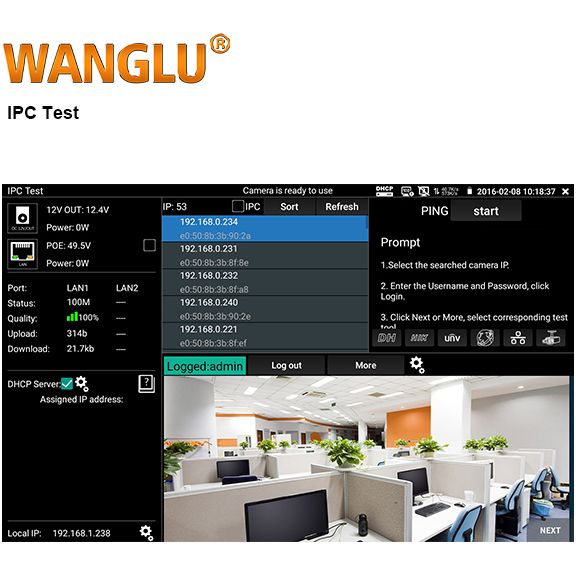 WANGLU 8-inch IPS touch screen, 1920*1200 resolution 8MP AHD/ 8MP CVI /8MP TVI /SDI& 8MP EX-SDI)/4K 30FPS HDMI Input/ VGA input
