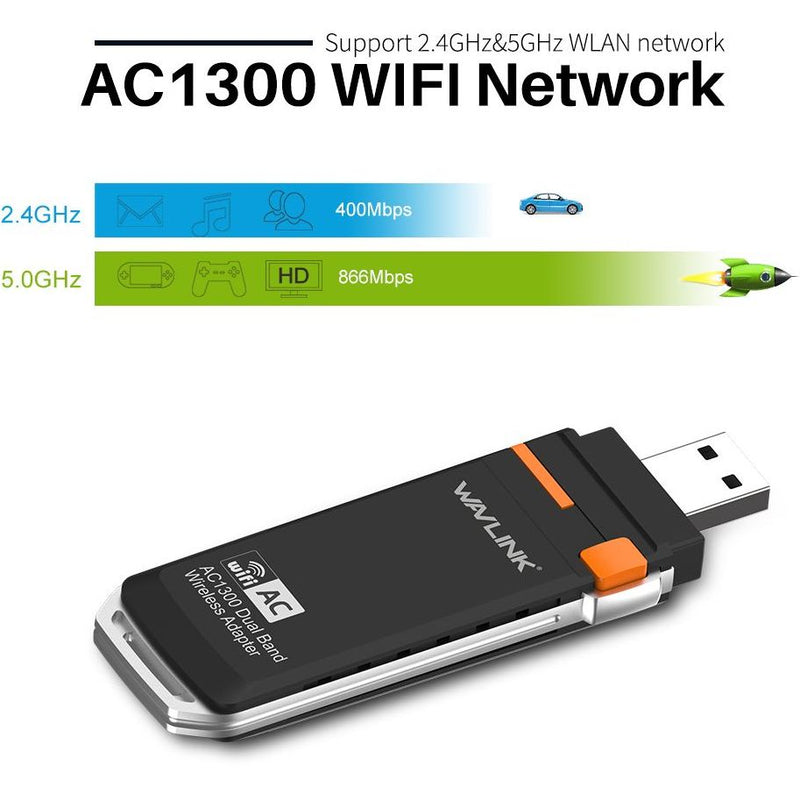 WAVLINK WN688A2 AC1300 Dual-band USB3.0 Wireless Network Adapter