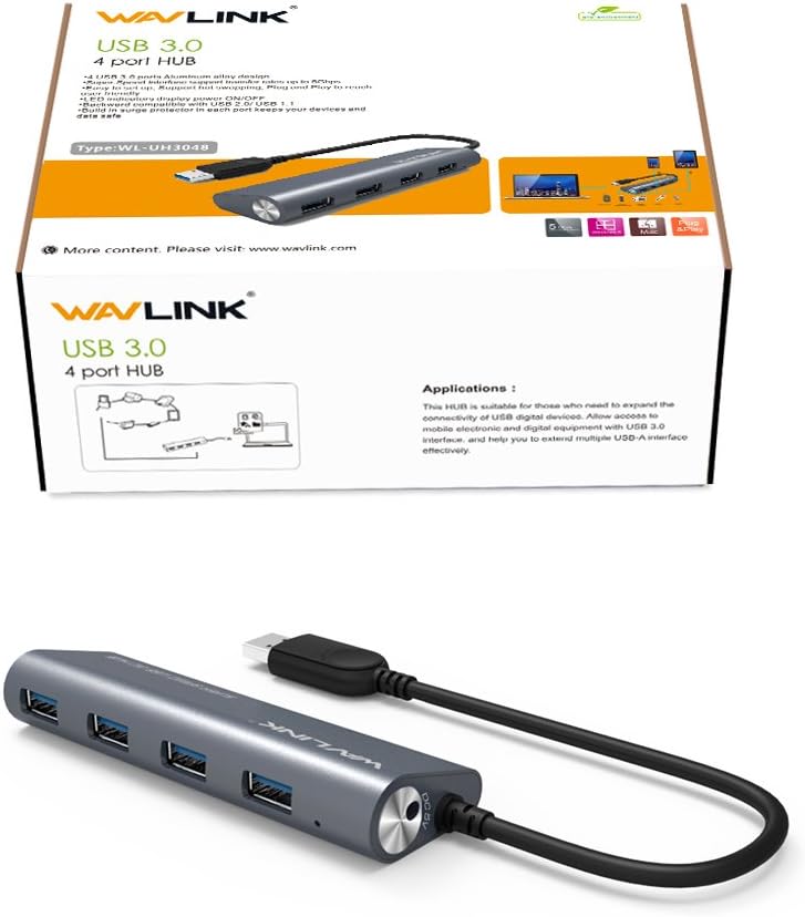 WAVLINK Superspeed 4-Port USB 3.0 Aluminum HUB