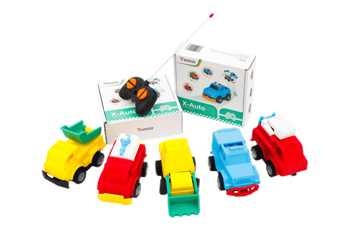 AOSEED X‑Auto 3D Printed Toy Car Creation Kit – Build, Print & Race Custom Mini RC Cars, LEGO‑Compatible, Beginner STEM Kit
