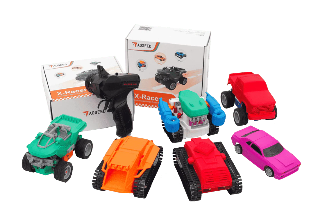 AOSEED X‑Racer 3D Car Kit – Build & Race Custom RC Cars, LEGO-Compatible Parts, High-Speed Motor & Servo, Beginner Friendly