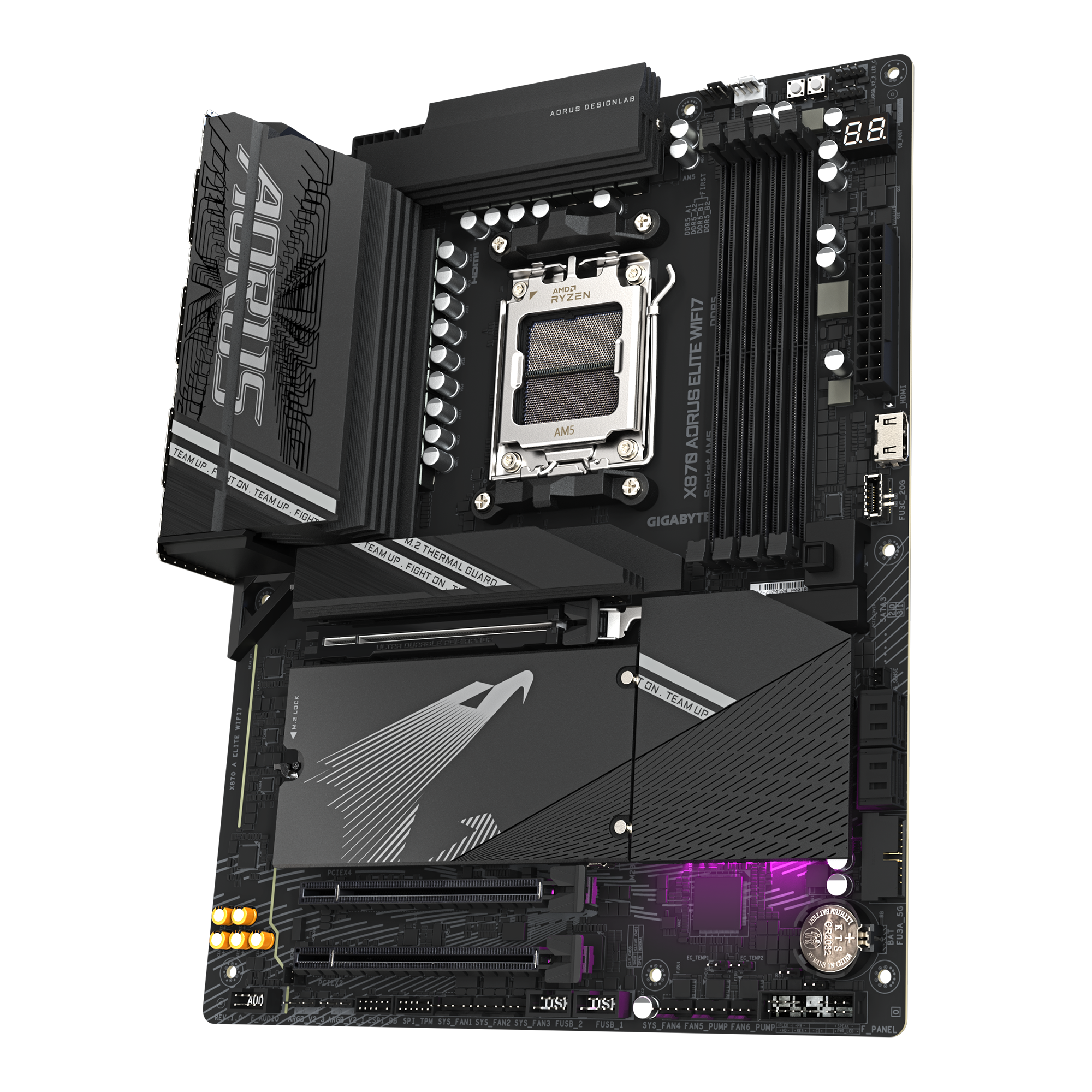 لوحة أم GIGABYTE X870 AORUS ELITE WiFi7 ATX - AM5، DDR5 8000 OC، PCIe 5.0، Wi‑Fi 7، منفذ USB4 مزدوج، رباعي M.2، 2.5 GbE