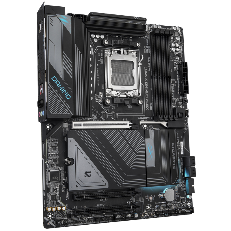 لوحة أم GIGABYTE X870 GAMING X WIFI7 ATX - AMD AM5، DDR5، PCIe 5.0، Triple M.2، USB4، Wi-Fi 7، 2.5GbE LAN، EZ-Latch، Smart Fan 6