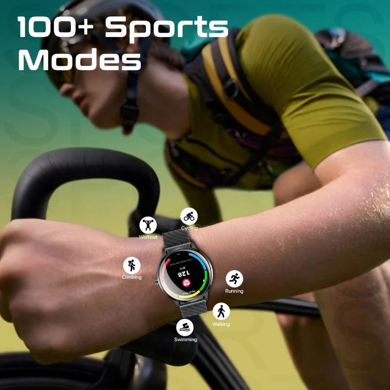 Promate xWatch US13 1.32″ Curved AMOLED Smartwatch – Bluetooth Calling, 100+ Sports Modes, IP68, 200 mAh Battery, Metal Case