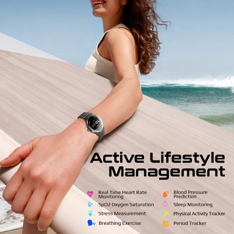 Promate xWatch US13 1.32″ Curved AMOLED Smartwatch – Bluetooth Calling, 100+ Sports Modes, IP68, 200 mAh Battery, Metal Case