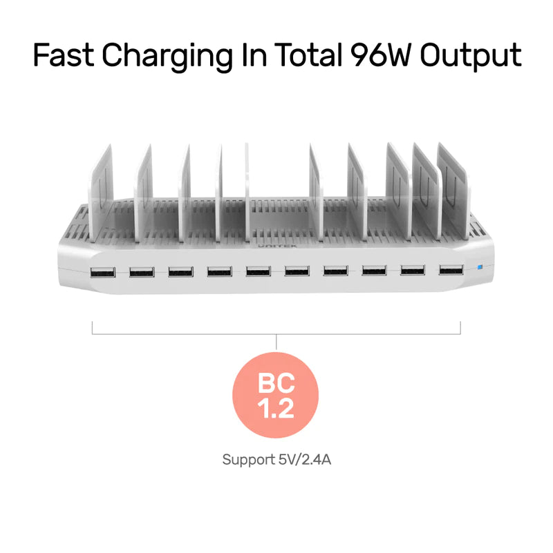 UNITEK 10 Port Charging Station 96W