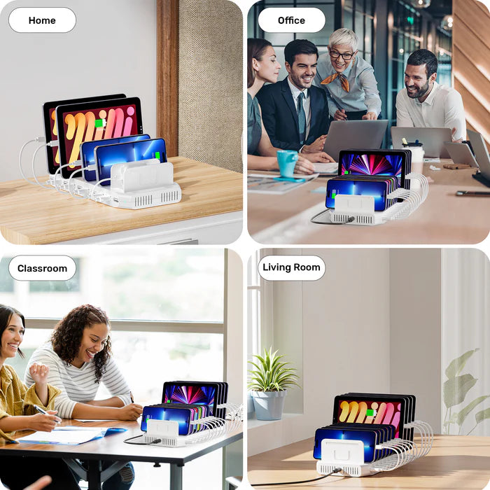 محطة شحن USB من UNITEK بـ 10 منافذ، مركز شحن ذكي بقوة 60 واط، شحن سريع 2.4 أمبير، منظم مكتبي لأجهزة متعددة