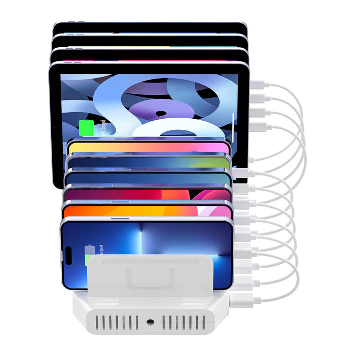 محطة شحن USB من UNITEK بـ 10 منافذ، مركز شحن ذكي بقوة 60 واط، شحن سريع 2.4 أمبير، منظم مكتبي لأجهزة متعددة