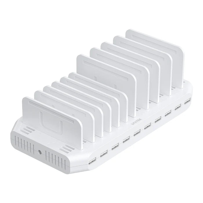 محطة شحن USB من UNITEK بـ 10 منافذ، مركز شحن ذكي بقوة 60 واط، شحن سريع 2.4 أمبير، منظم مكتبي لأجهزة متعددة