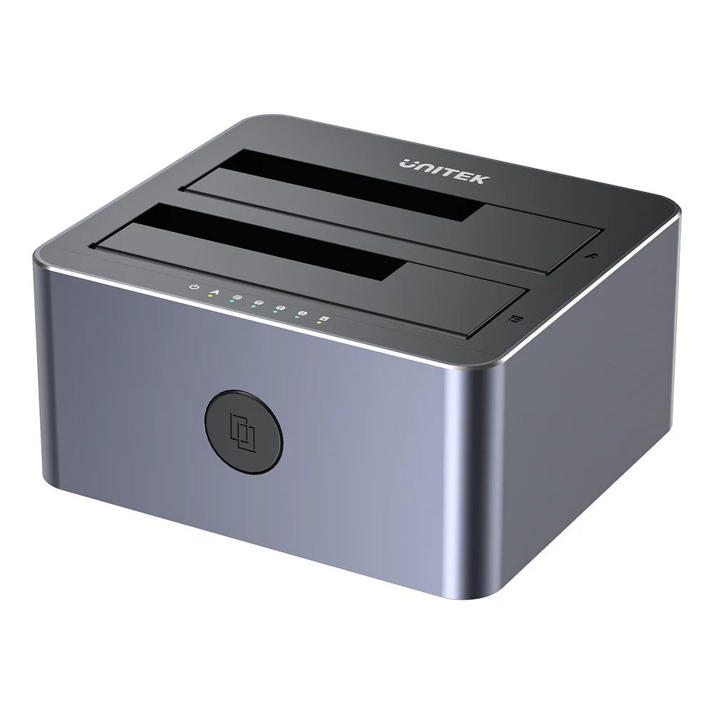 UNITEK Y-3026GY Dual-Bay SATA HDD/SSD Docking Station – USB 3.0 (5 Gbps), Stand-Alone Clone, Up to 40 TB